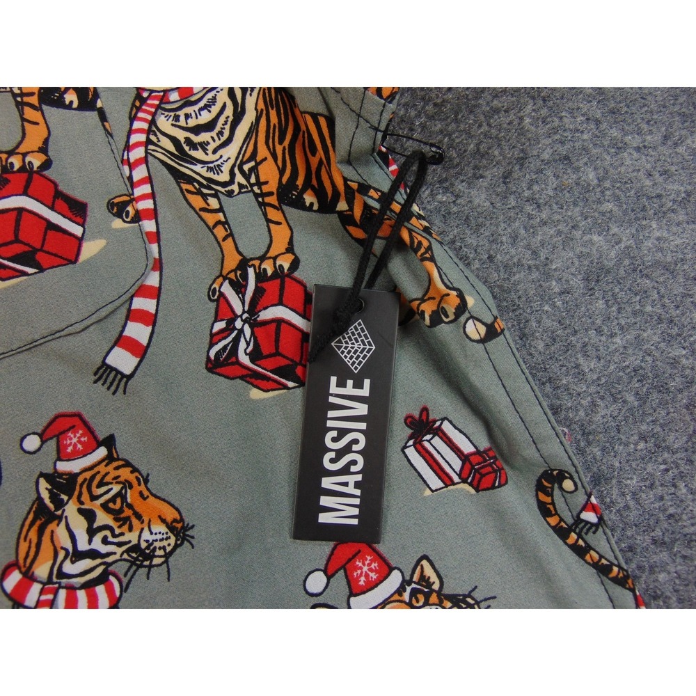 Massive Shirt Mens Mens Med Gray Santa Tiger Christmas Holiday Print - Picture 7 of 9